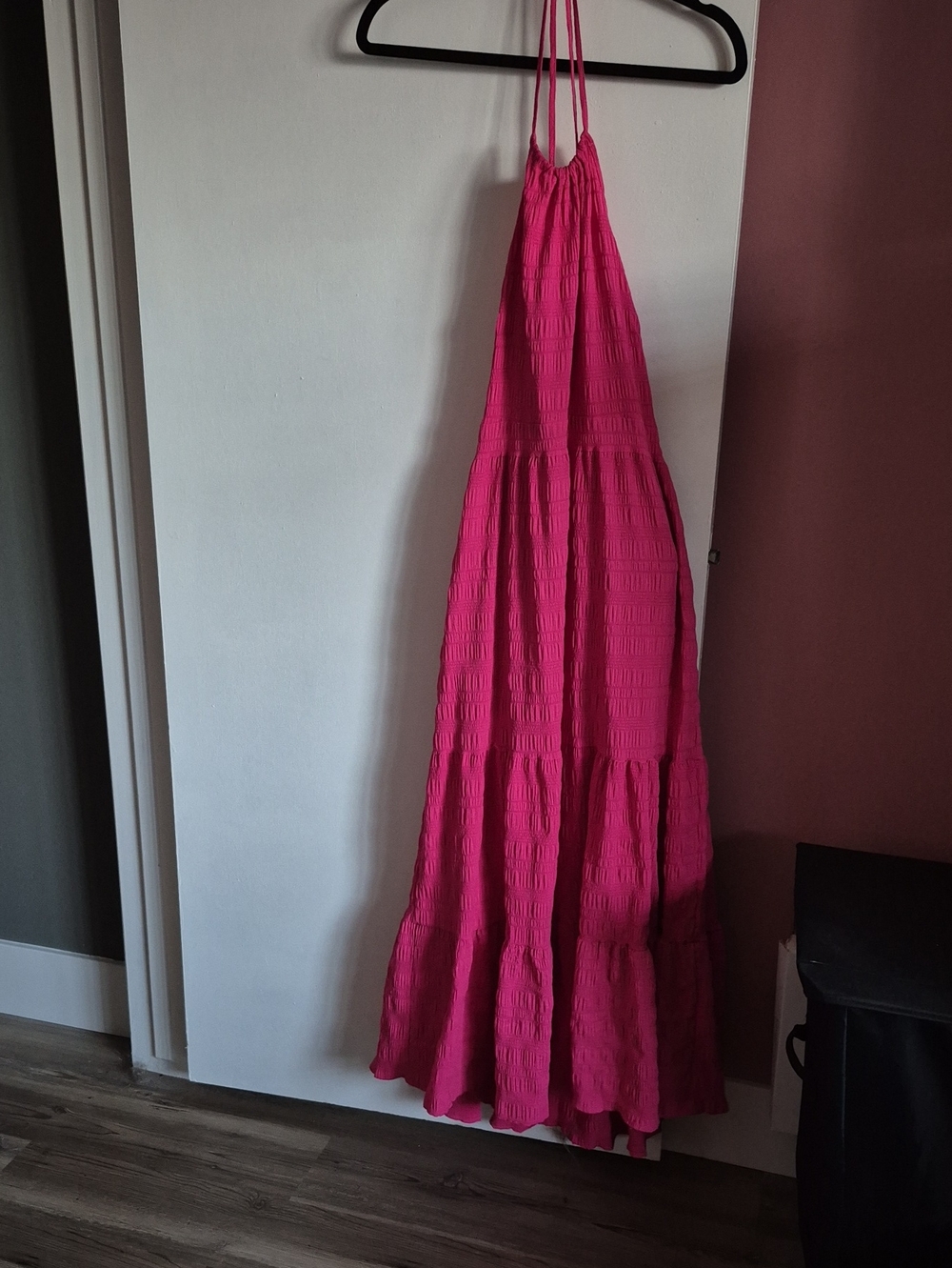 SHEIN Hot Pink Tiered Dress Skirt with Halter Tie
